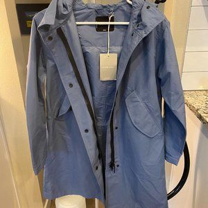 NWT Everlane ReNew Anorak Rain Jacket Oversized Nyle Blue Trench Coat size XS